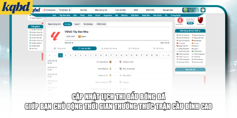 Cập nhật lịch thi đấu bóng đá giúp bạn chủ động thời gian thưởng thức trận cầu đỉnh cao