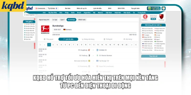 KQBD hỗ trợ tối ưu hóa hiển thị trên mọi nền tảng từ PC đến điện thoại di động.